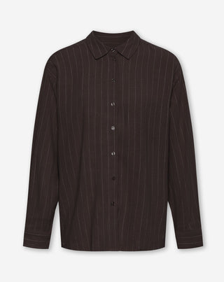 BLOUSE OVERSIZE EN LIN À RAYURES BRUN