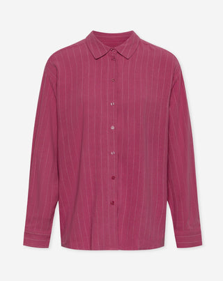 BLOUSE OVERSIZE EN LIN RHODE RAYURES CERISE