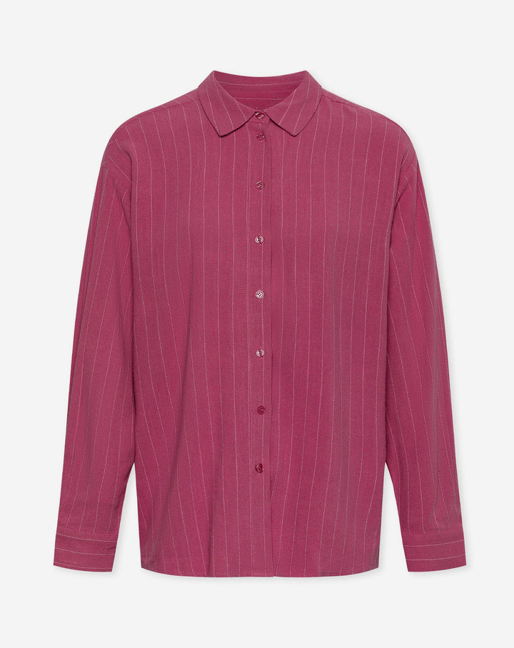 BLOUSE OVERSIZE EN LIN RHODE RAYURES CERISE