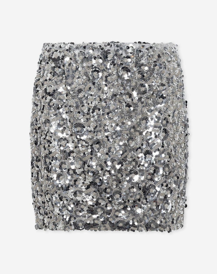 JUPE À PAILLETTES ROSE ARGENT