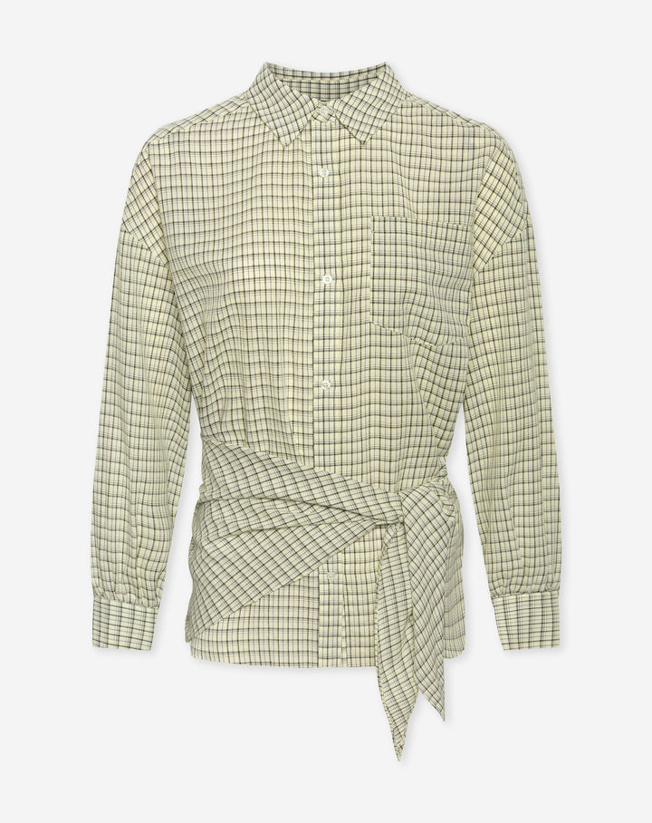 BLOUSE ÉCHARPE MAGGY À CARREAUX JAUNE