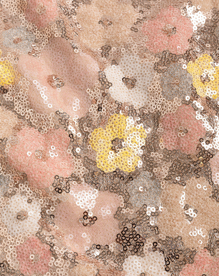 JUPE EN PAILETTES NIYA FLEUR ROSE