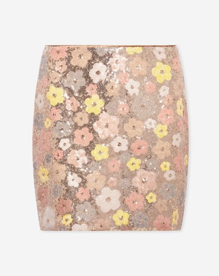 JUPE EN PAILETTES NIYA FLEUR ROSE