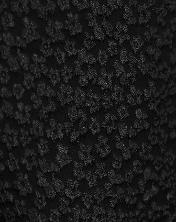 TOP NOIR À MANCHES BALLON EN JACQUARD FLEURI BETTY