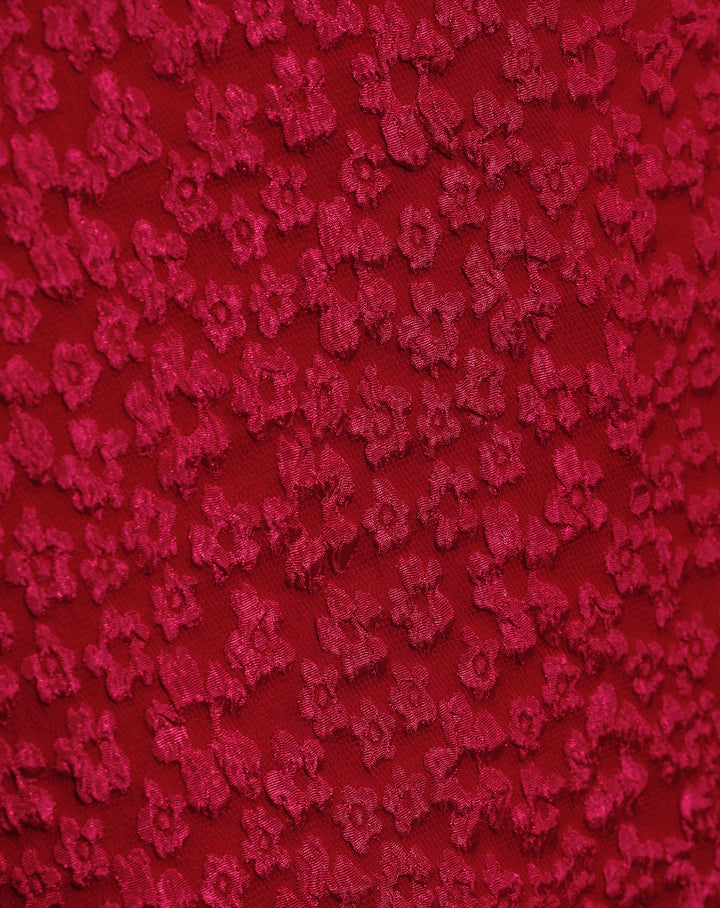 TOP À MANCHES GONFLÉES EN JACQUARD À FLEURS BETTY ROUGE