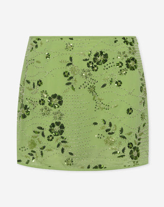 JUPE FLEUR EN SEQUINS FEMMIE VERT