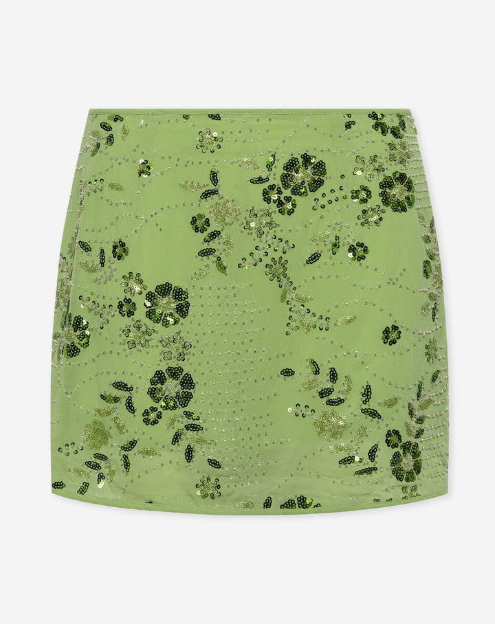 JUPE FLEUR EN SEQUINS FEMMIE VERT