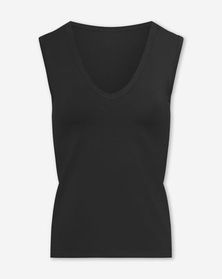 T-SHIRT SANS MANCHES COL V NOIR