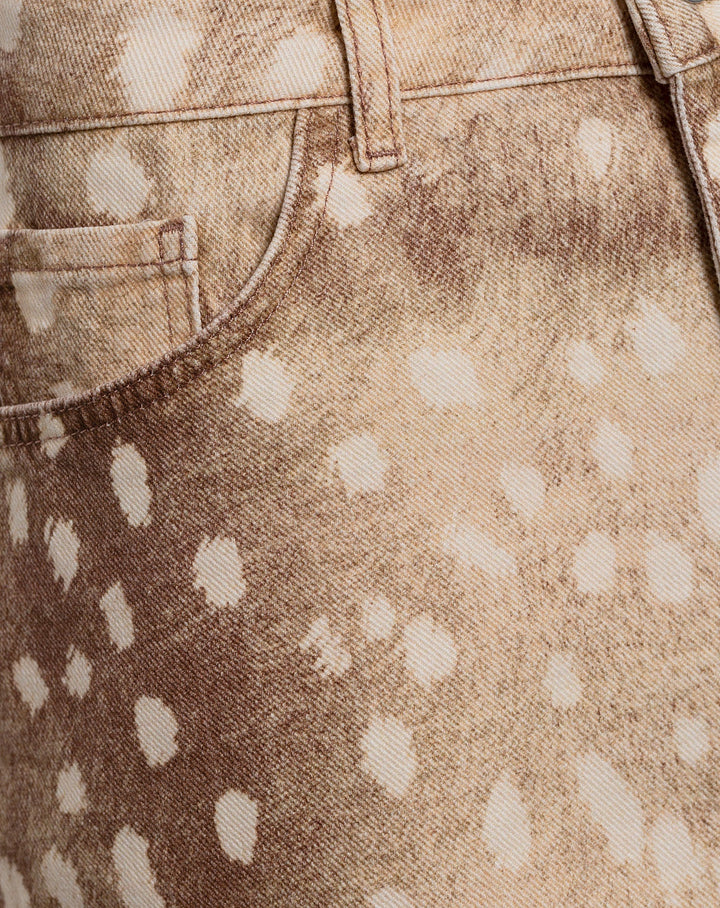 JUPE EN DENIM AVEC IMPRIMÉ DE CERF CAMEL