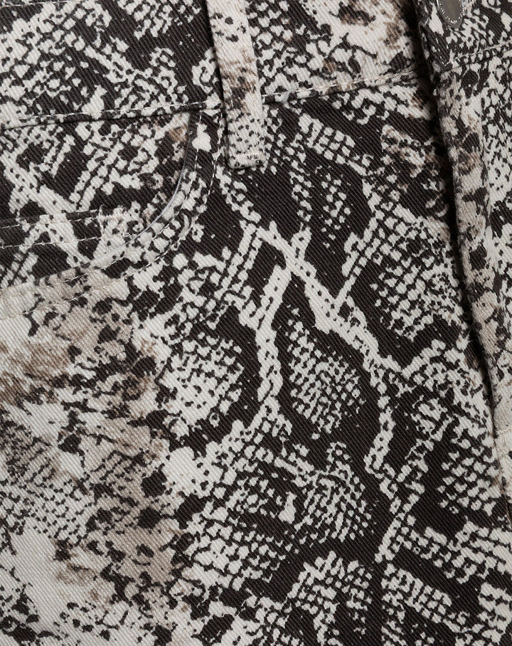 JUPE EN DENIM À IMPRIMÉ SERPENT CRÈME