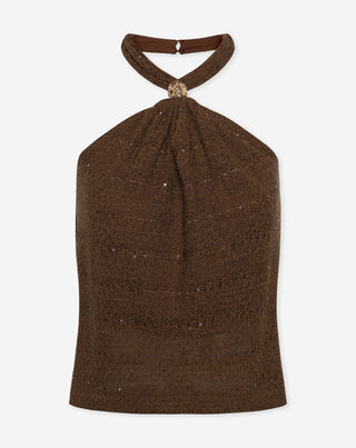TOP HALTER EN TRICOT NOREEN BRUN