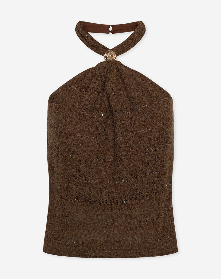 TOP HALTER EN TRICOT NOREEN BRUN