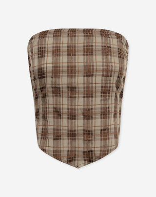 TOP BANDEAU BECKA À CARREAUX BRUN