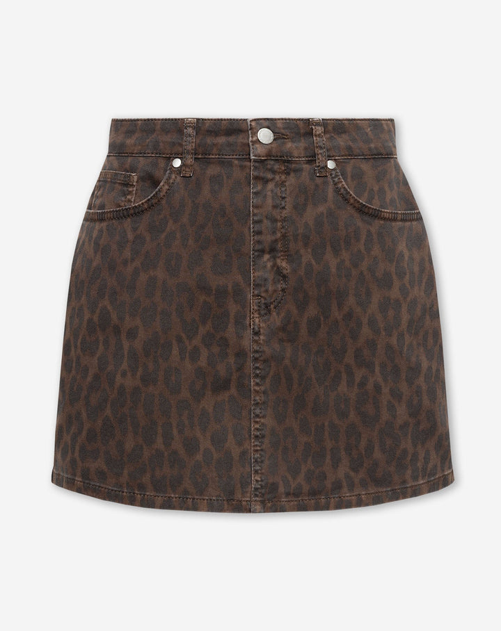 JUPE EN DENIM CONFORT LÉOPARD BRUN