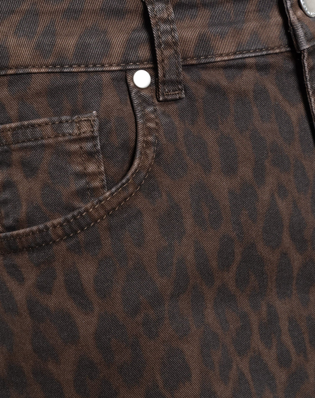 JUPE EN DENIM CONFORT LÉOPARD BRUN