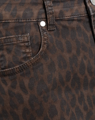 JUPE EN DENIM CONFORT LÉOPARD BRUN