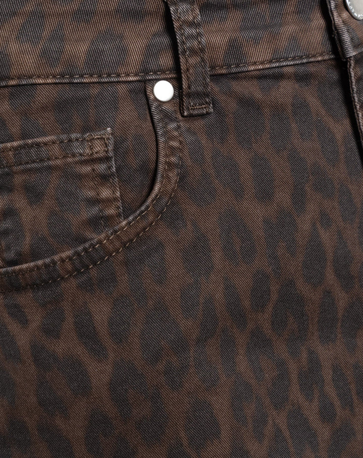 JUPE EN DENIM CONFORT LÉOPARD BRUN