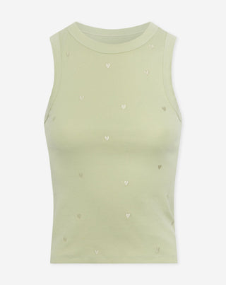 SINGLET BRODÉ CŒUR PISTACHE