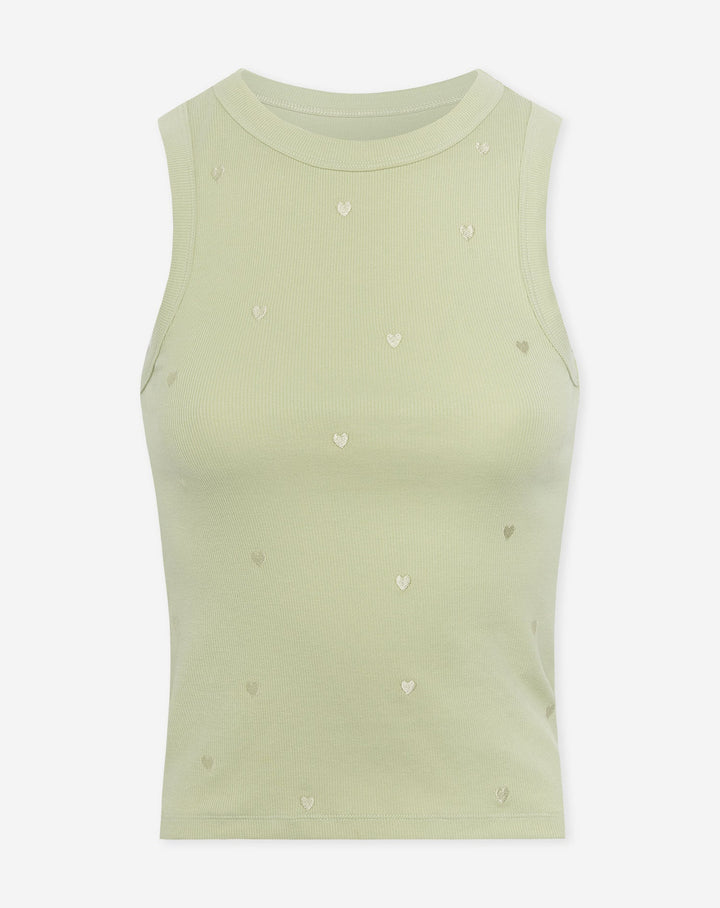 SINGLET BRODÉ CŒUR PISTACHE