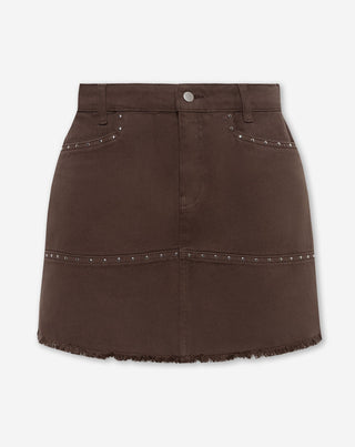 JUPE EN DENIM VICKY STUD BRUN