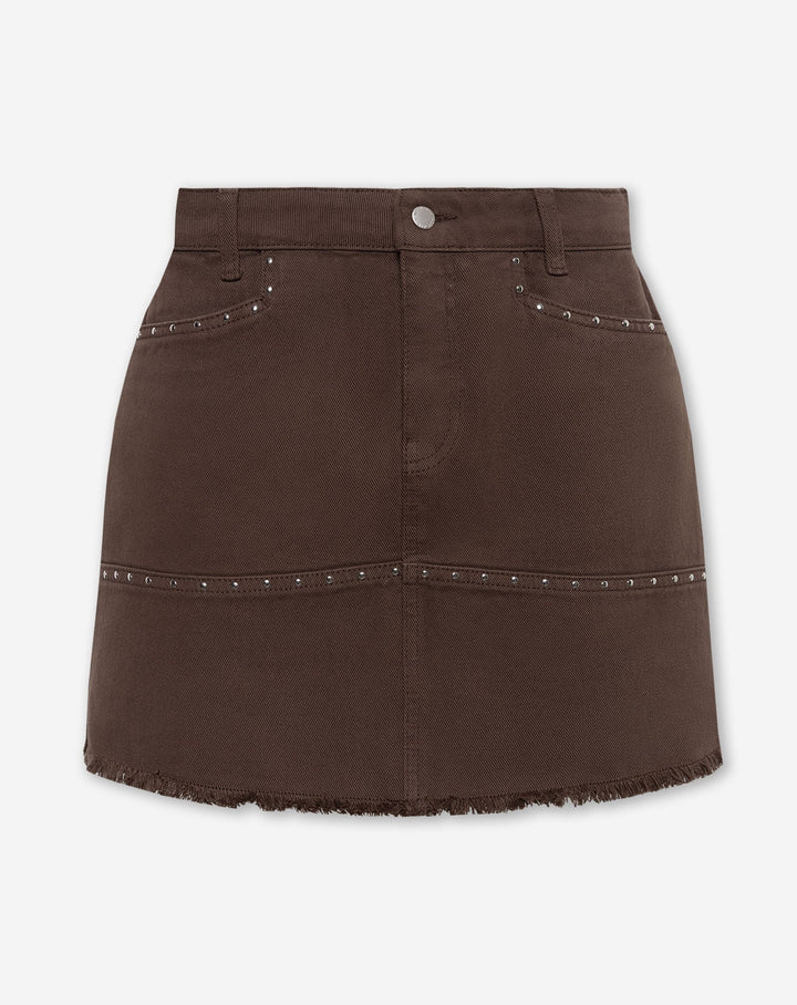 JUPE EN DENIM VICKY STUD BRUN