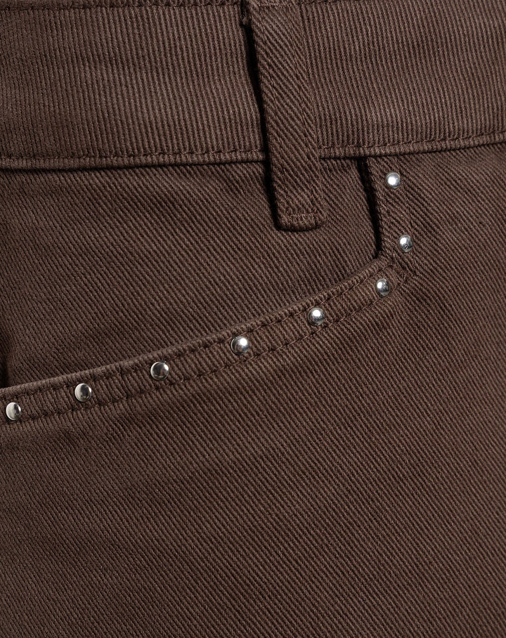 JUPE EN DENIM VICKY STUD BRUN