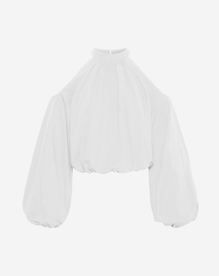 BLOUSE EN POPLINE À ÉPAULES DÉCOUPEES