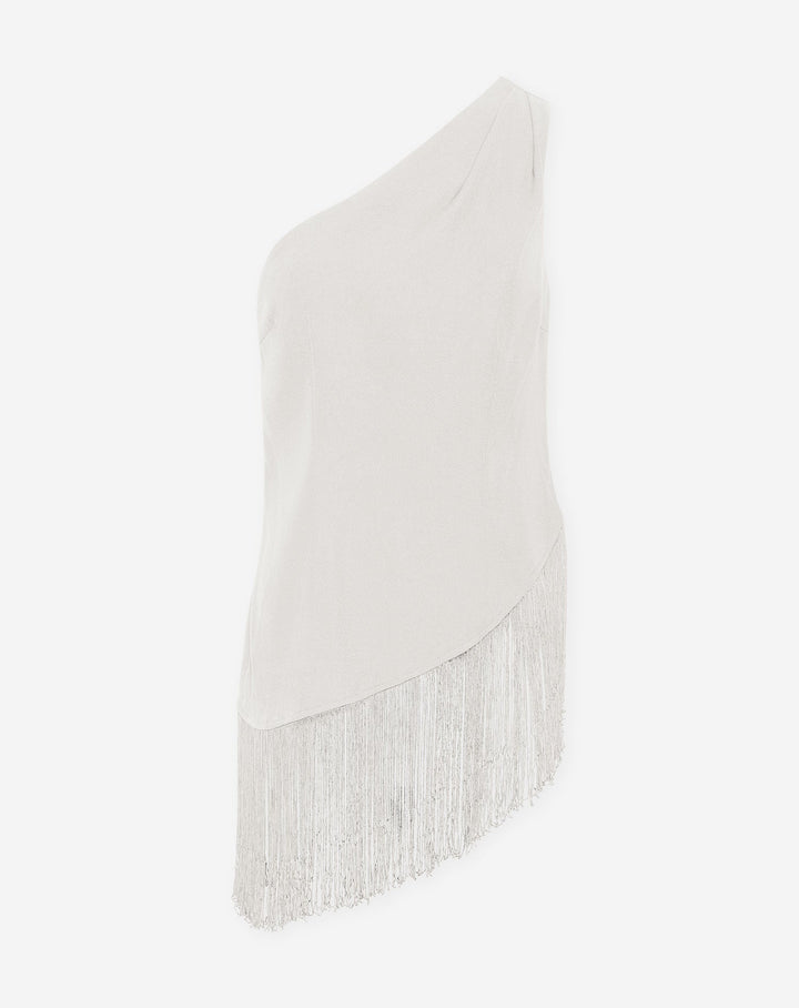 TOP À ÉPAULE UNIQUE BLANC CASSÉ
