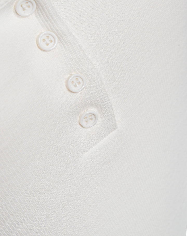TOP RIB HENLEY CRÈME