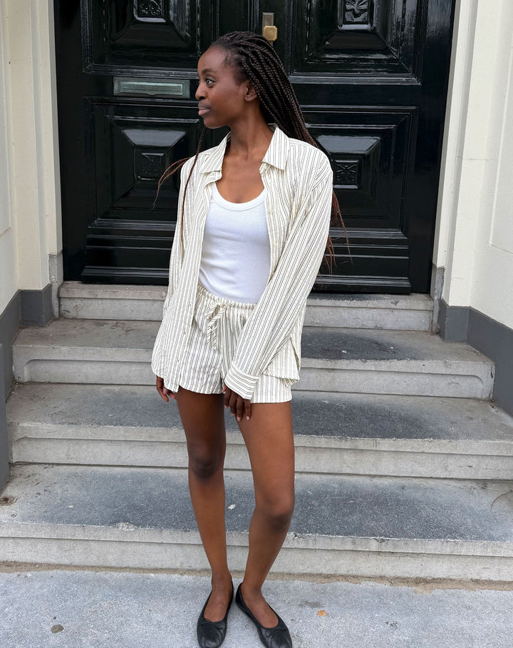 BLOUSE OVERSIZED À RAYURES BEIGE NALANI
