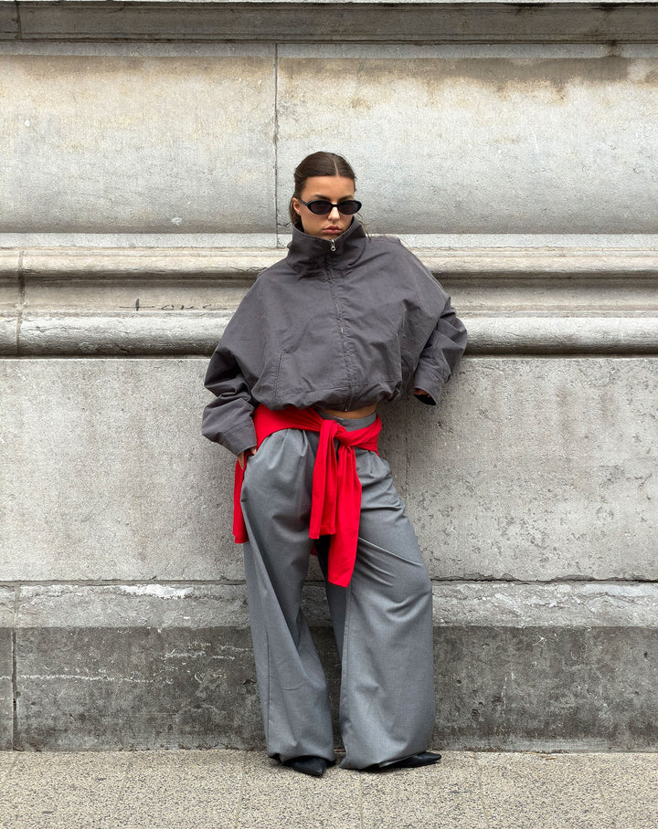 VESTE IMARA À COL FUNNEL GRIS FONCÉ