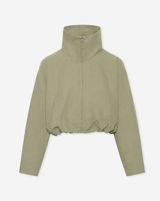 IMARA VESTE À COL FUNNEL VERT OLIVE CLAIR