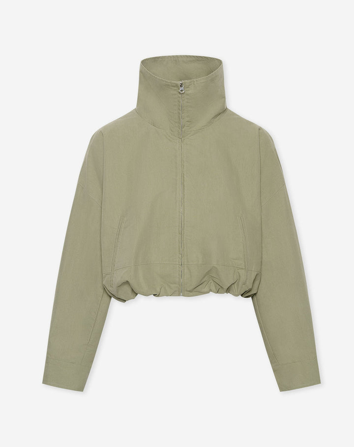 IMARA VESTE À COL FUNNEL VERT OLIVE CLAIR