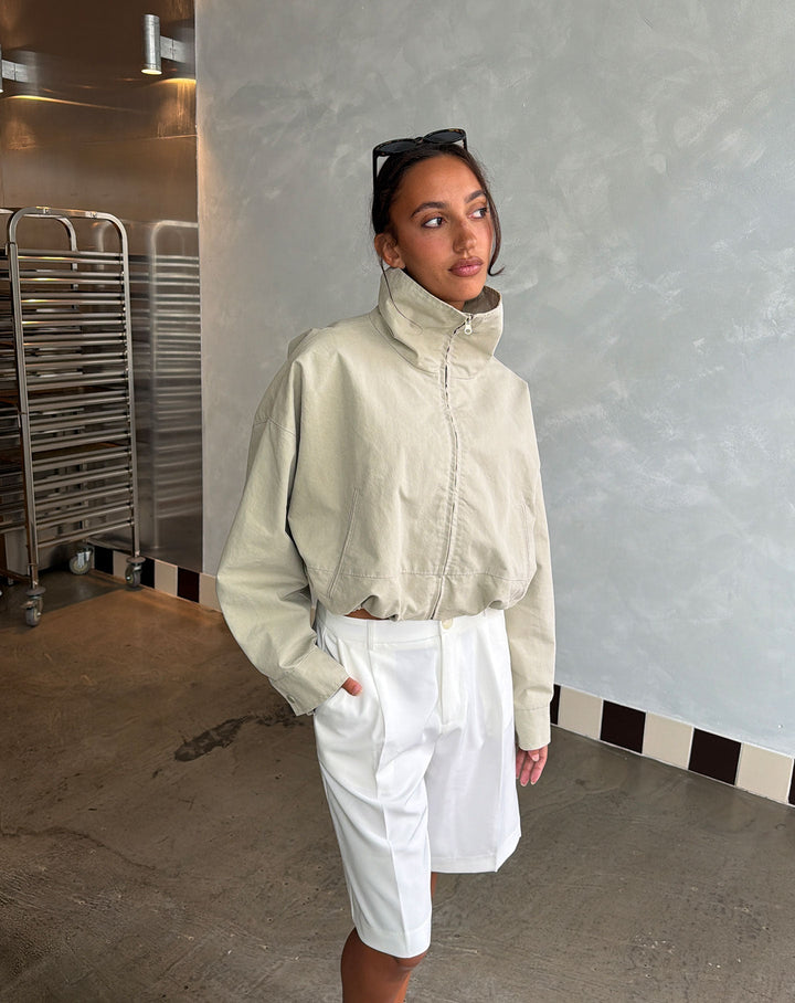 VESTE À COL FUNNEL IMARA VERT SAUGE