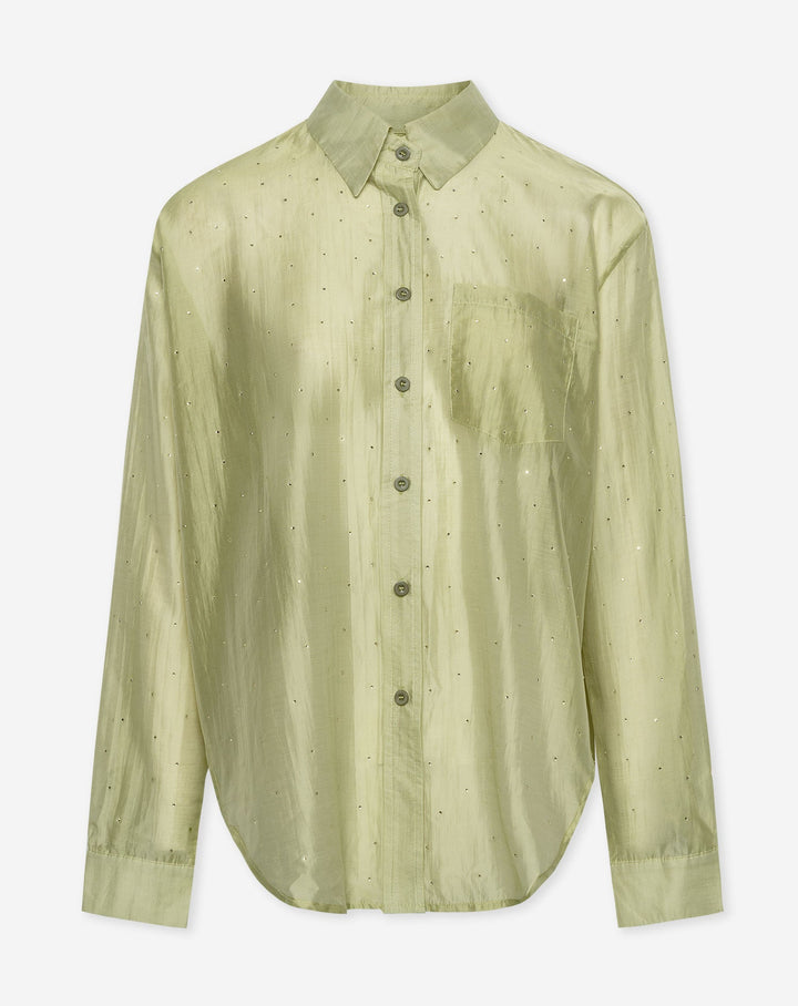 BLOUSE EN STRASS ALYA VERT SAUGE