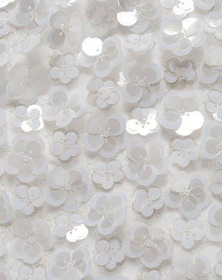 TOP À FLEURS EN SEQUINS ROWY BOXY BLANC