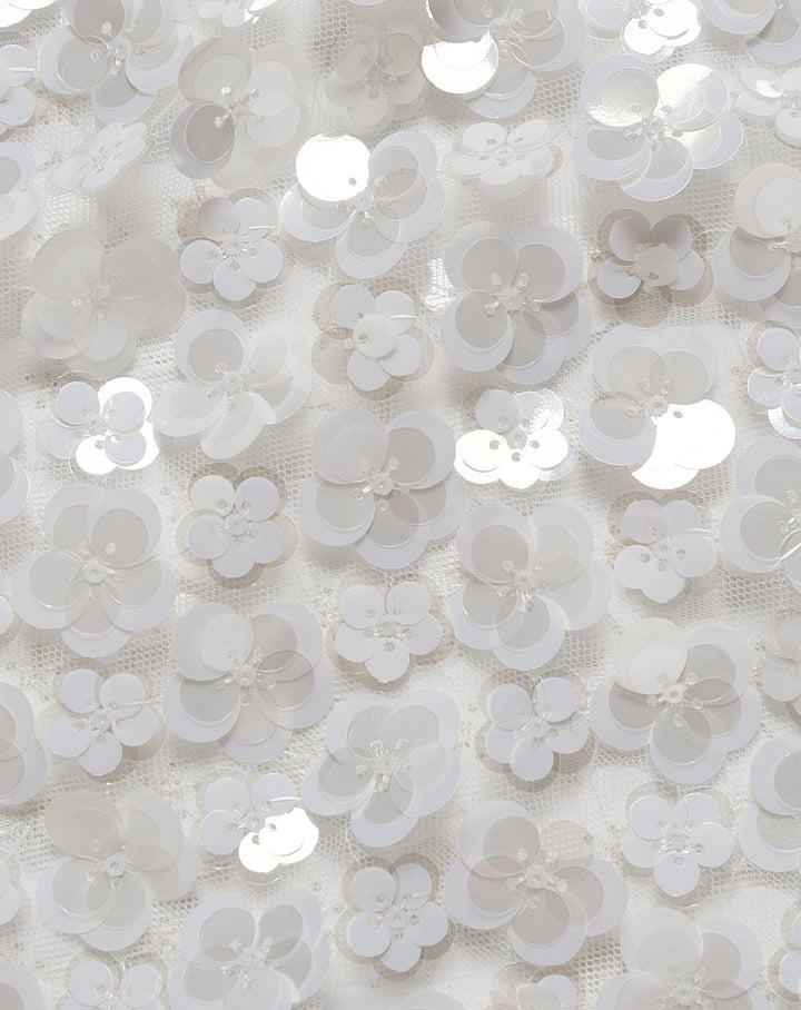 TOP À FLEURS EN SEQUINS ROWY BOXY BLANC