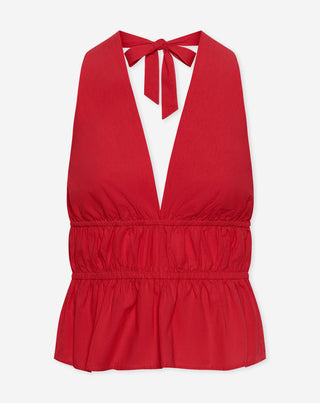 TOP HALTER KIRA PEPLUM ROUGE