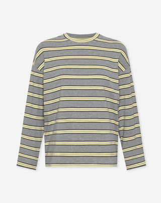 T-SHIRT OVERSIZE À MANCHES LONGUES RAYÉ ELAINE JAUNE BEURRE