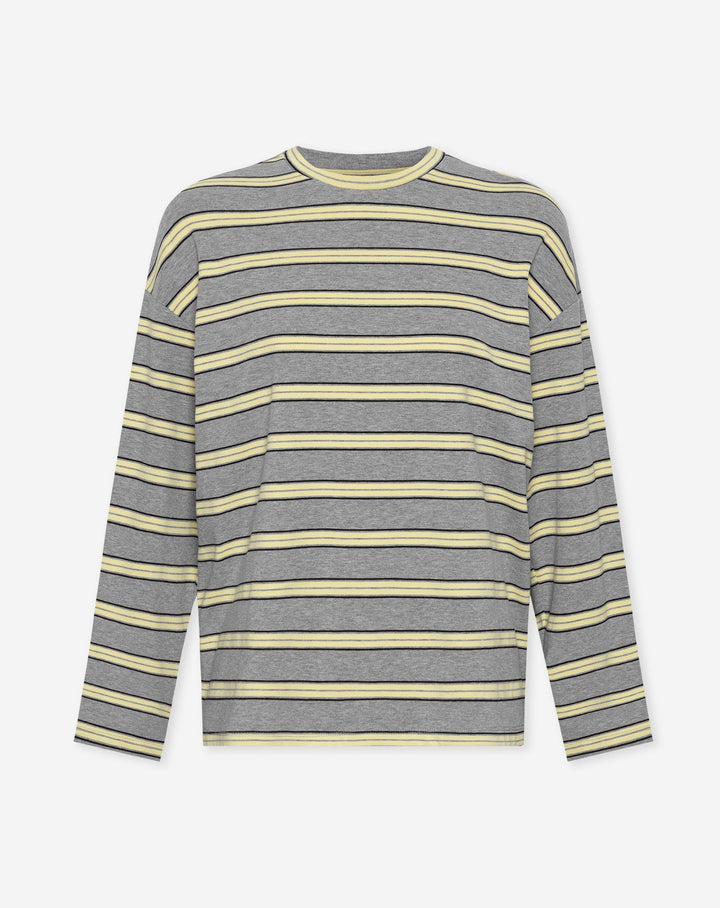 T-SHIRT OVERSIZE À MANCHES LONGUES RAYÉ ELAINE JAUNE BEURRE