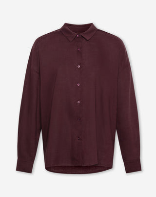 BLOUSE OVERSIZE EN LIN RAY BORDEAUX FONCÉ