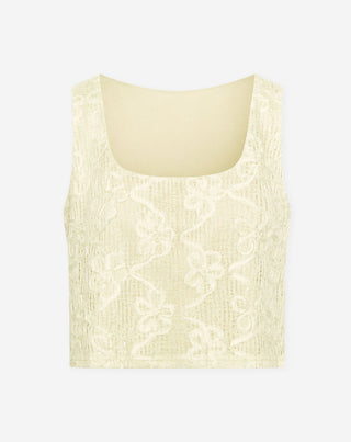 DORIS TOP FLEURI JAUNE BEURRE