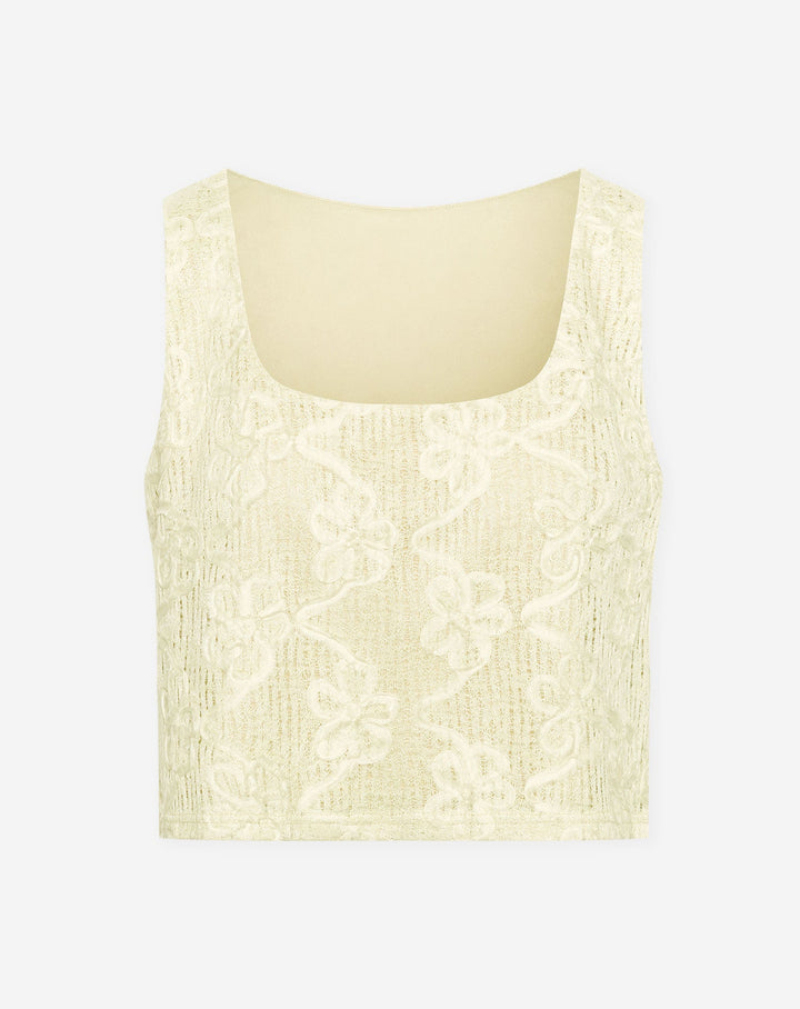 DORIS TOP FLEURI JAUNE BEURRE