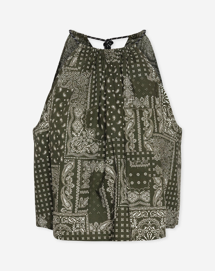 TOP HALTER EN LACE AMARI BANDANA VERT