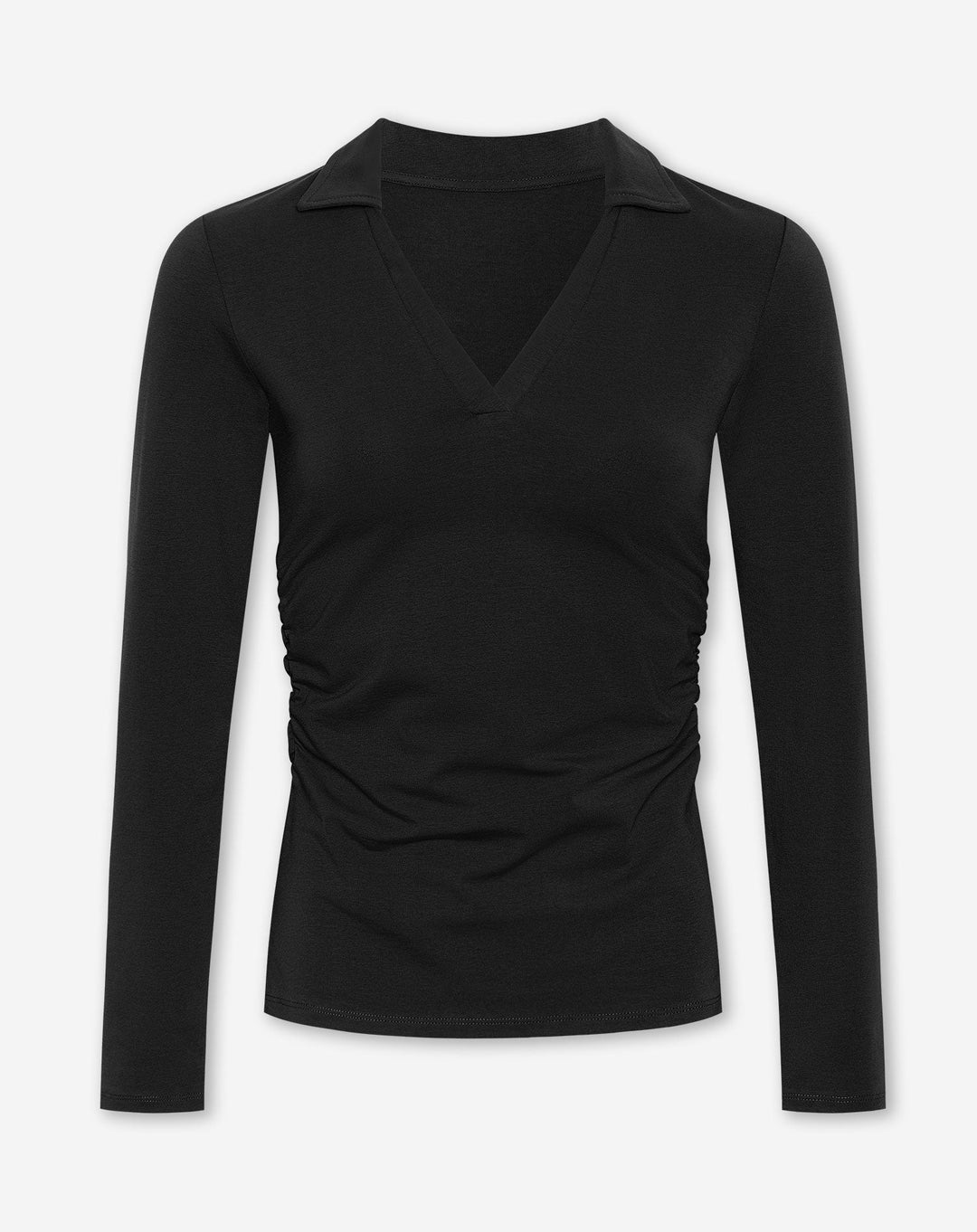 T-SHIRT POLO COL V AJUSTÉ NOIR