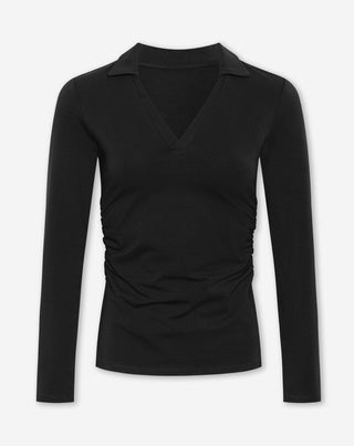 T-SHIRT POLO COL V AJUSTÉ NOIR