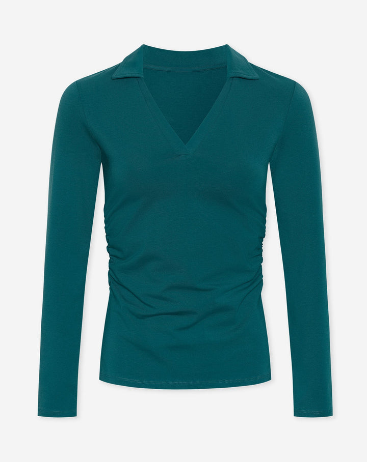 T-SHIRT POLO V-COL RESSERRÉ TEAL