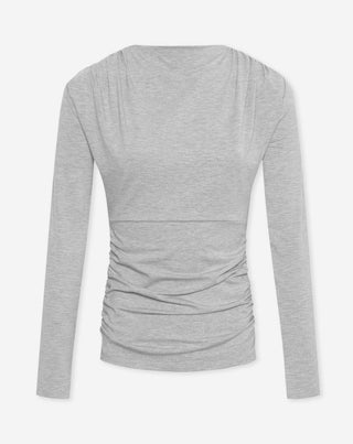 TOP DRAPE ÉPAULÉ GRIS MÉLANGE