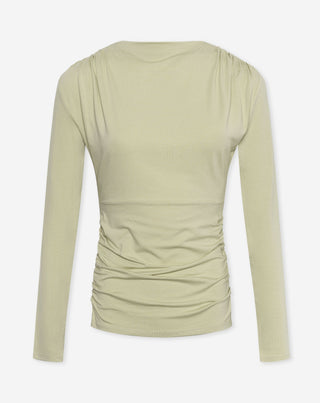 TOP DRAPE ÉPAULES PISTACHE