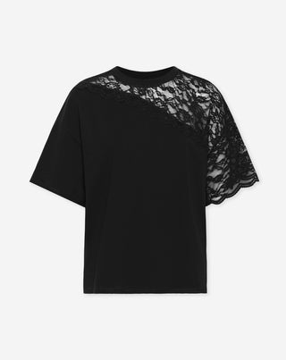 T-SHIRT BOXY EN DENTELLE NOIR